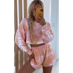 White Fox Active Sarahs Day SD X WFA Tie Dye Crop Sweatshirt Shorts Set XS